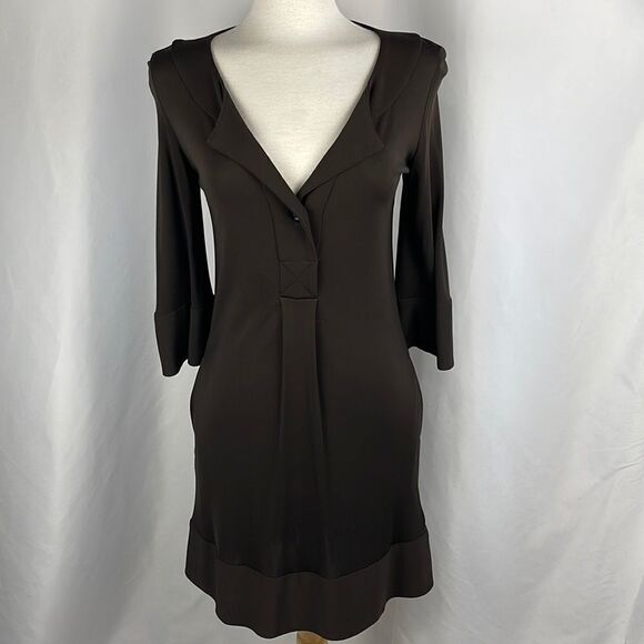 Diane Von Furstenberg Black Twist Front Ribbed Wool Blend - Picture 1 of 4